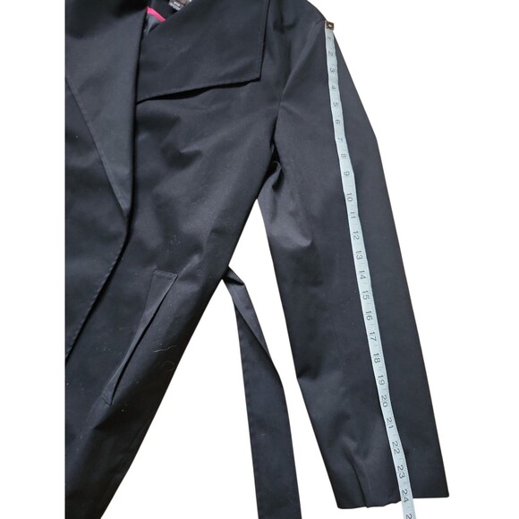 Badgley Mischka Belted Trench Coat Womens M Black Preppy Old Money Minimalist - Picture 8 of 9